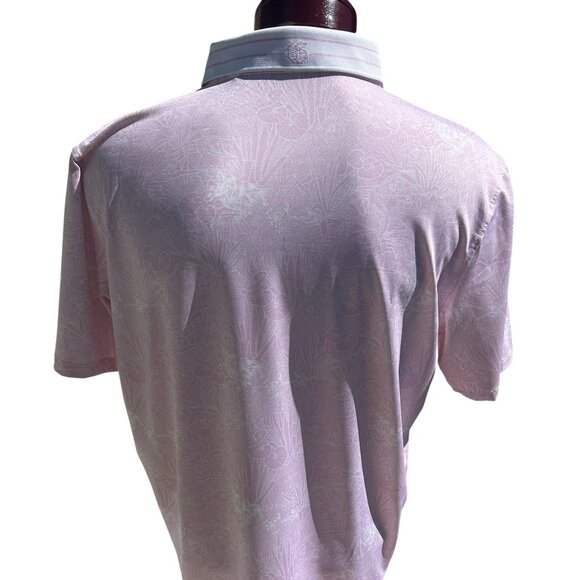 Greyson Pink Golf Shirt Wolf Floral sz L Rare White Trim - Picture 3 of 6